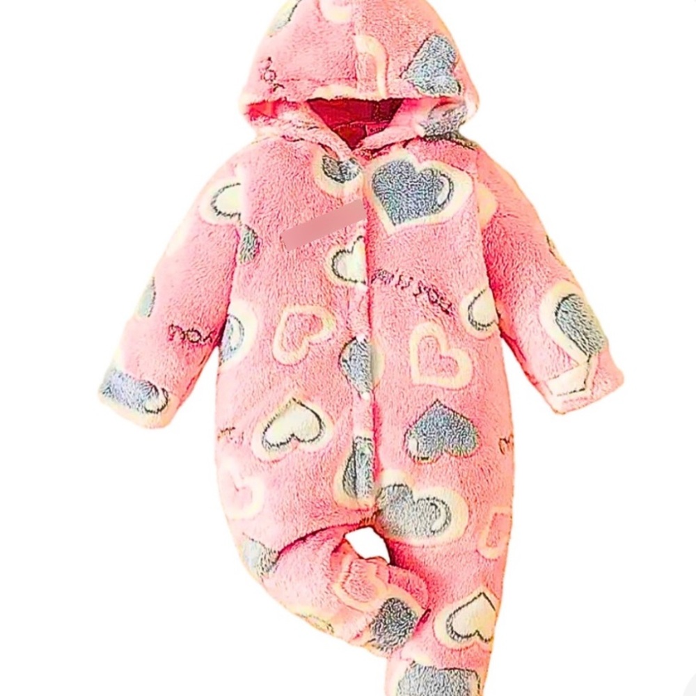 Cozy Pink Heart Kids One Piece